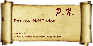 Petkov Nándor névjegykártya